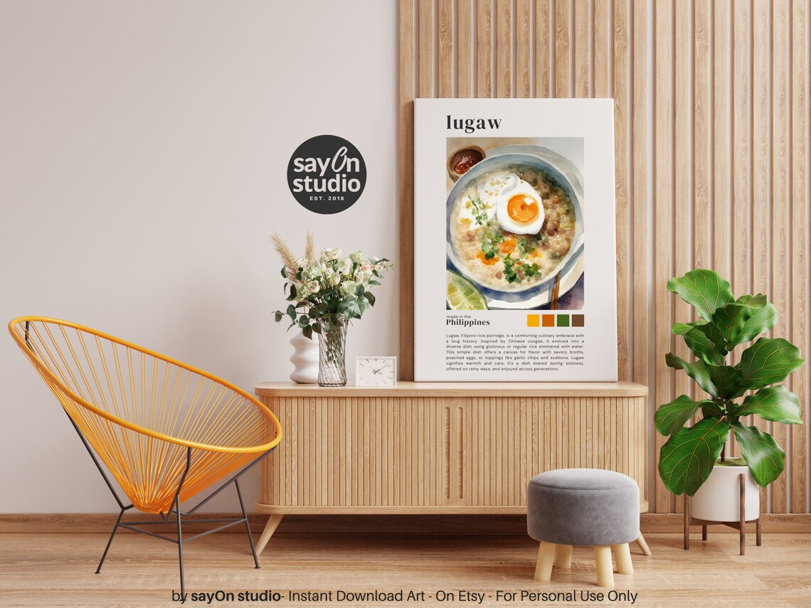Filipino Lugaw Rice Porridge Comfort Food Watercolor Kitchen Poster - Image 5