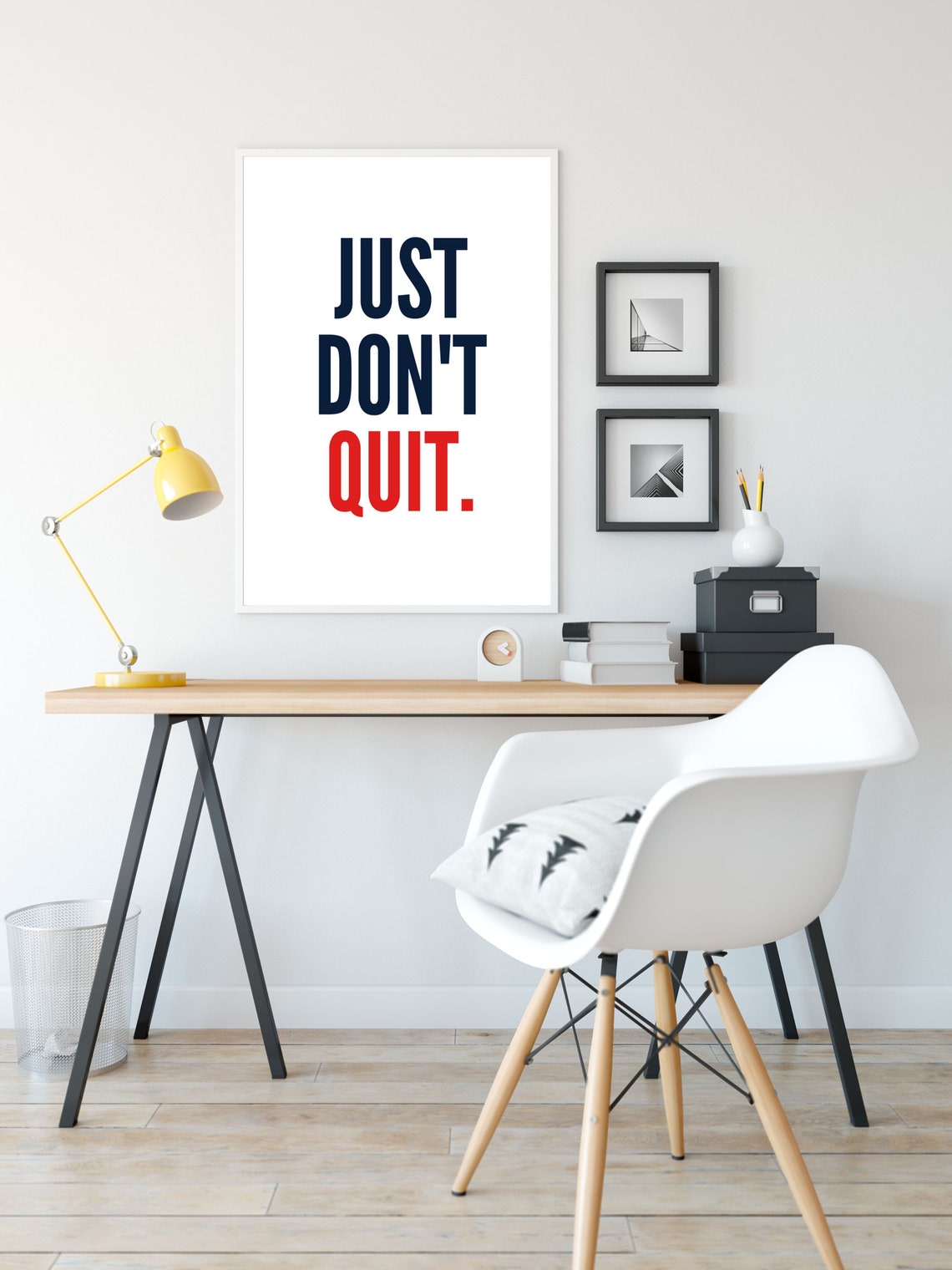 Just Dont Quit Navy Red Bold Sans Serif Office Motivation Quote Poster - Image 2