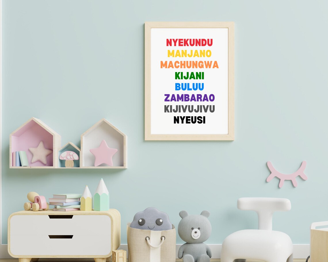 Swahili Colors Educational Nursery Kids Art Print - Image 3