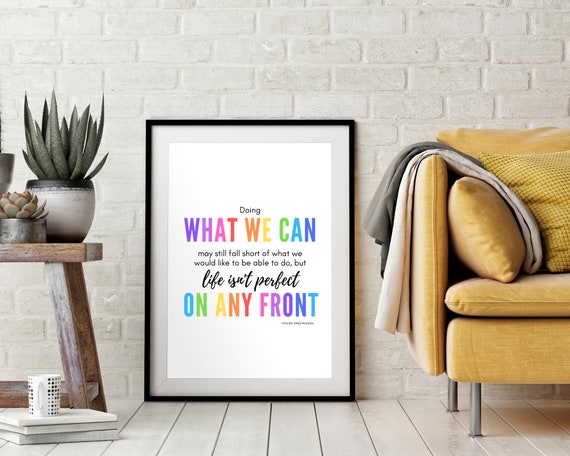 Mrrogers Quote Doing What We Can Inspirational Classroom Decor Colorful Childrens Nursery Rainbow Instant Print Wall Art