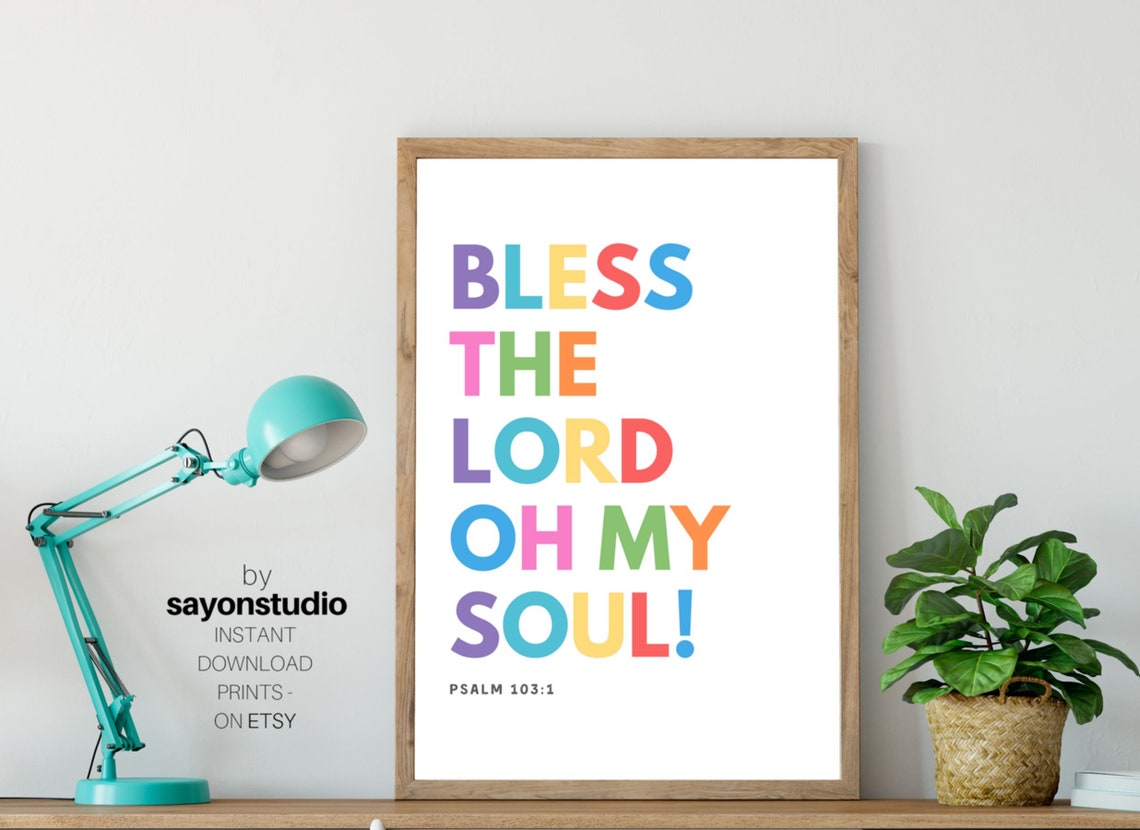 Christian Prayer Bless The Lord My Soul Wall Art Bible Verse Print Psalm 103 Decor Instant - Image 2