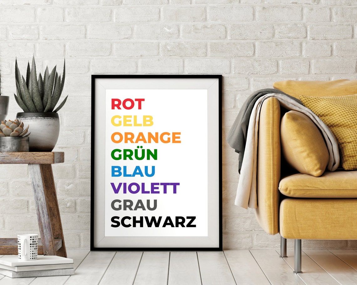 Colors In German Educational Print Rot Gelb Orange Grun Blau Poster - Image 5