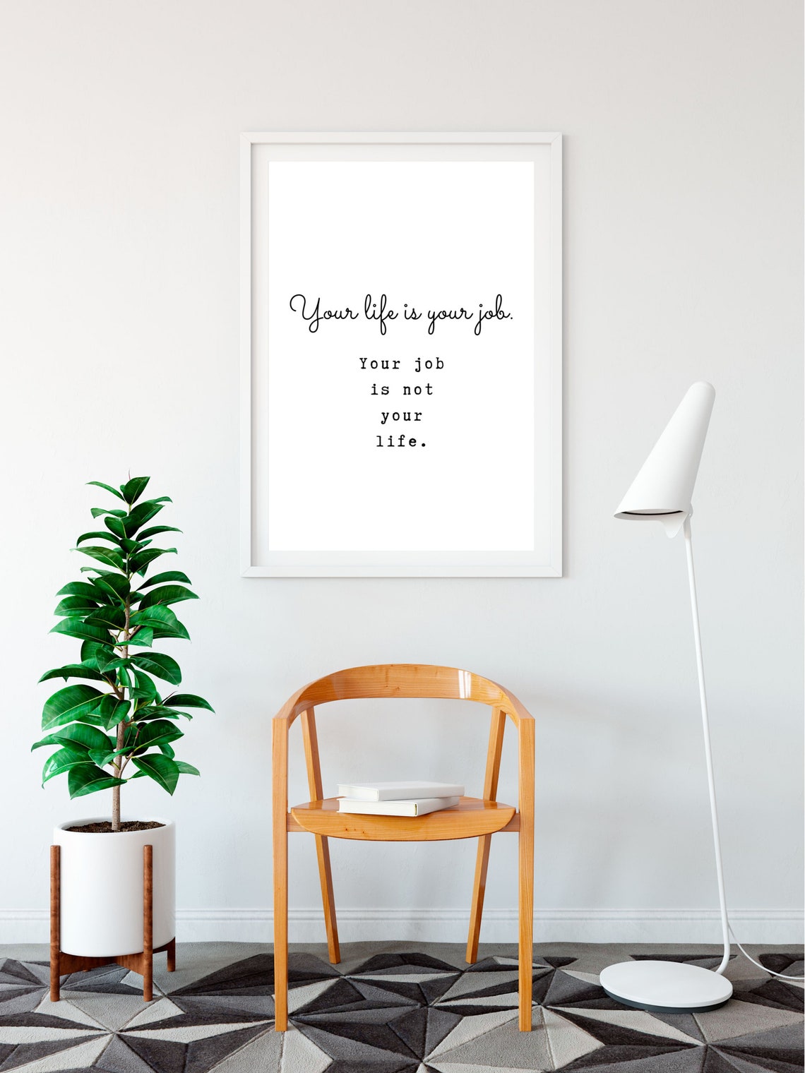 Your Life Is Your Job Quote Minimalist Script Typography Black Poster - Image 3