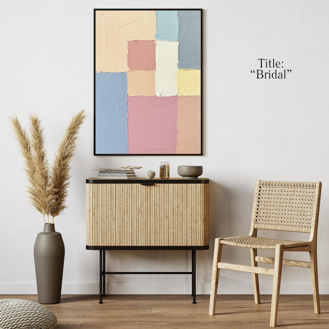 Pastel Geometric Color Blocks Soft Modern Abstract Art Poster - Image 4