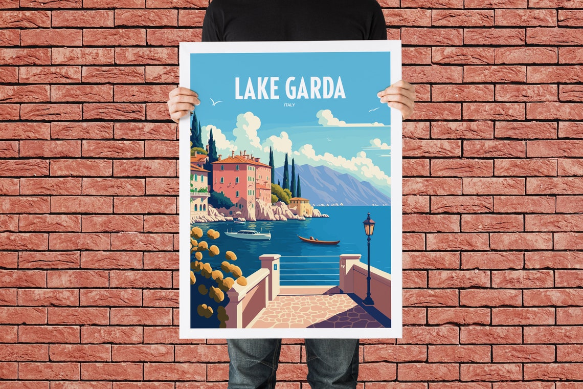 Lake Garda Italy Travel Print Lake Garda Seaside Travel Art Lake Garda Travel Print Italy Landmark Print Lake Garda Travel Poster - Image 3
