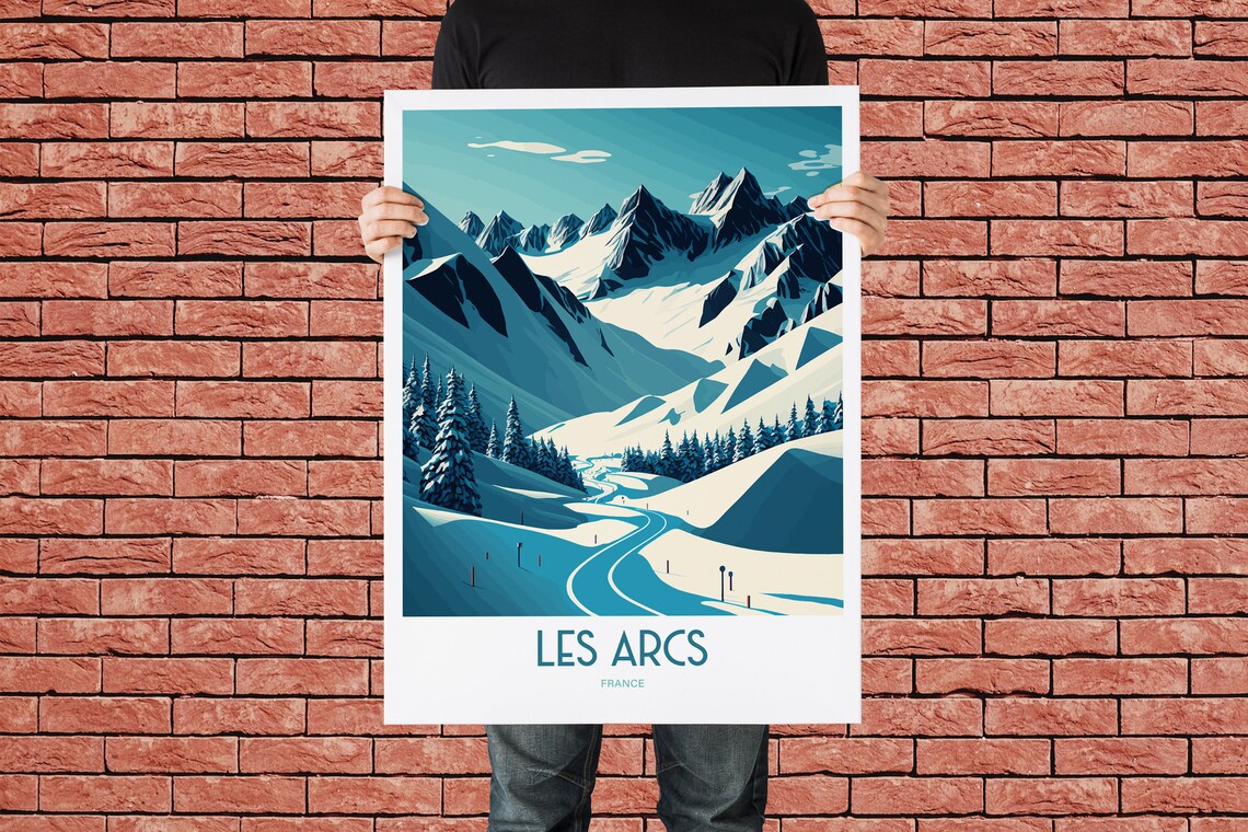 Les Arcs Travel Poster, Skiing Mountain Peak - Image 2