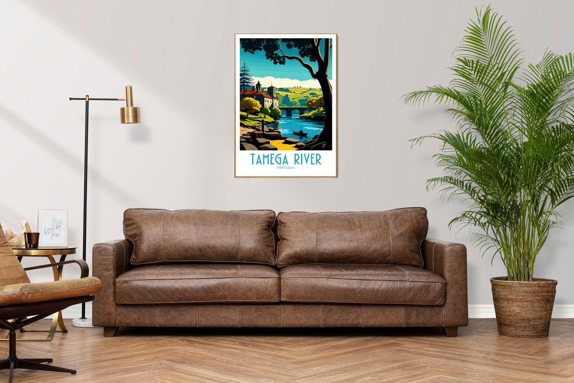 Tamega River Portugal Tree Framed Riverside Vintage Travel Poster - Image 3