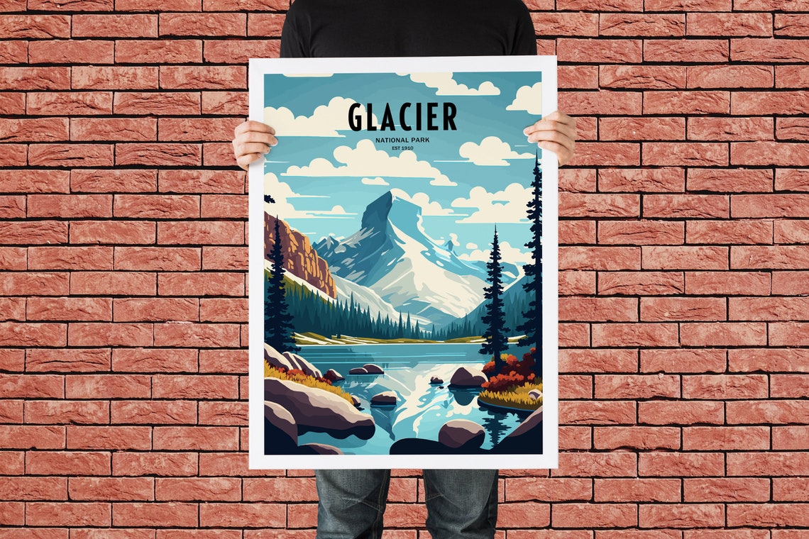 Glacier National Park Travel Print National Park Travel Art Glacier Travel Print Usa National Park Glacier Travel Poster - Image 4