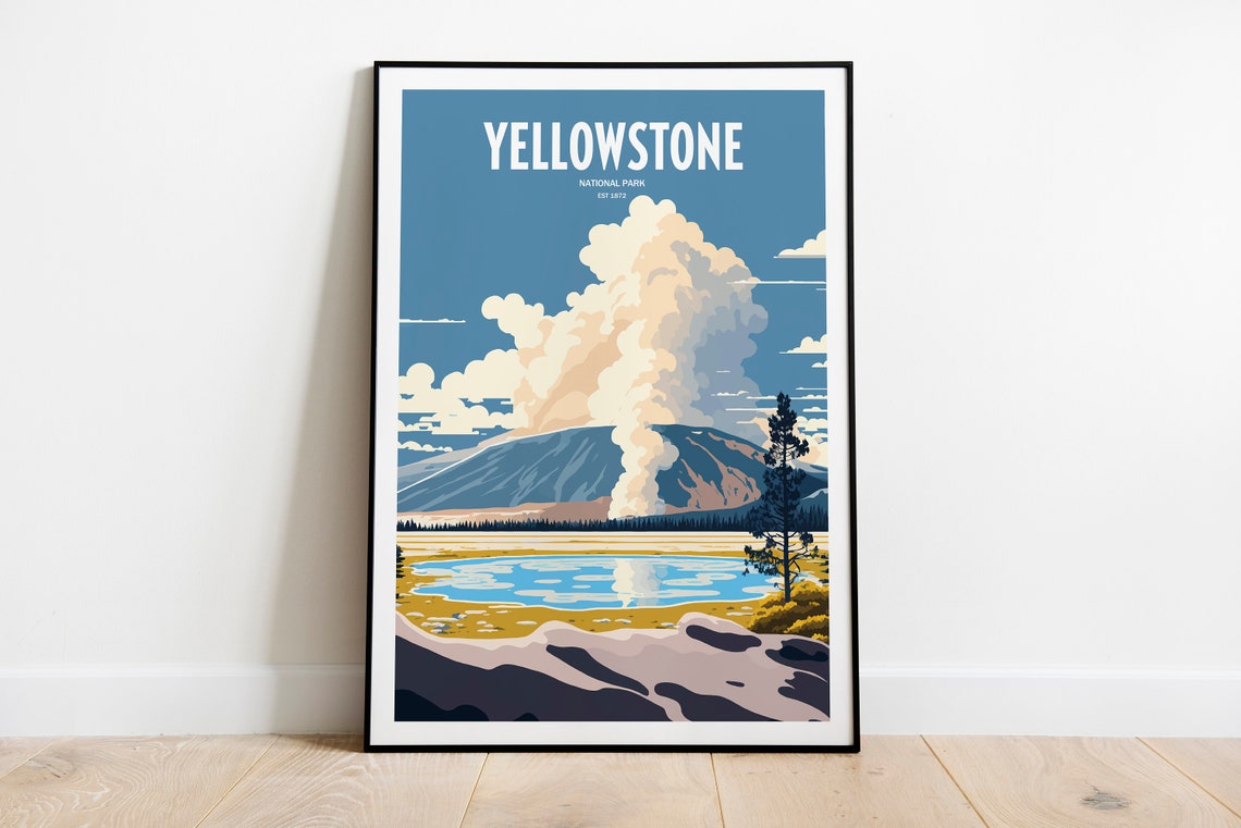 Yellowstone National Park Travel Print National Park Travel Art Yellowstone Travel Print Usa National Park Yellowstone Travel Poster