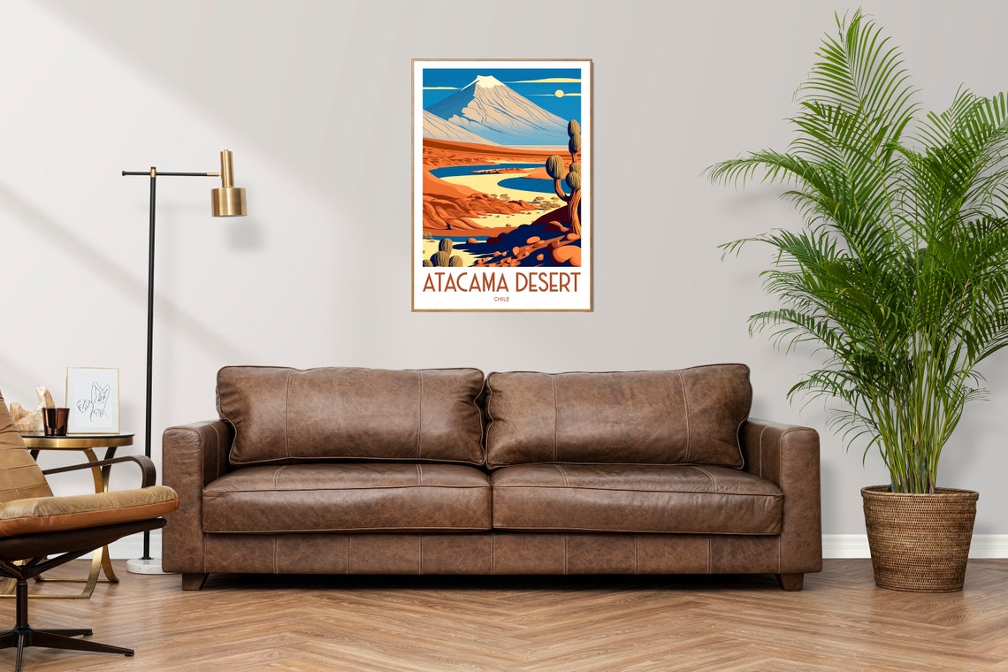 Atacama Desert Chile Volcano Salt Flat Vintage Travel Poster - Image 3