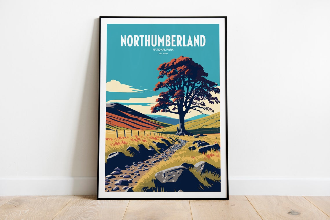 Northumberland Uk Travel Print Uk National Park Travel Art Northumberland Travel Print English Park Northumberland Travel Poster