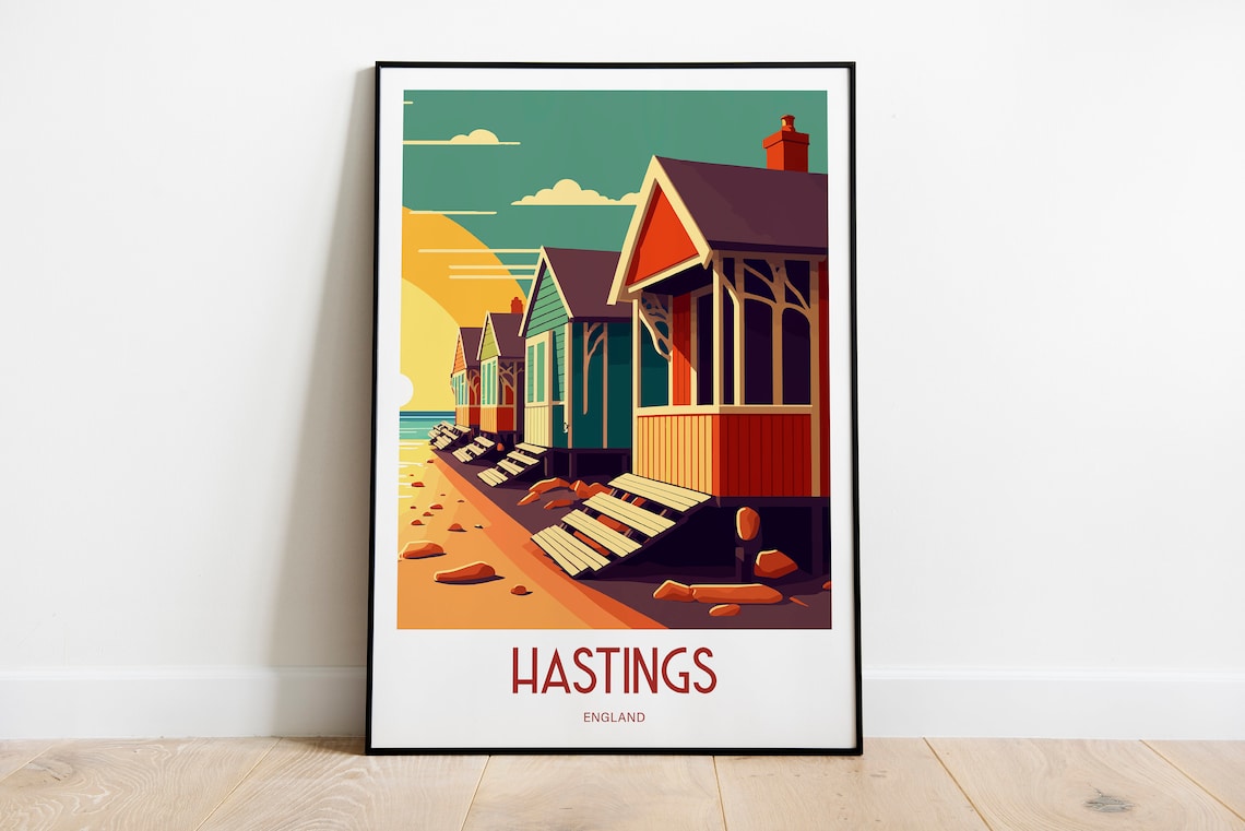 Hastings Seaside Hastings Print East Sussex Hastings Poster Hastings Wall Art Pier Hastings Photo Hastings Pier Beach Huts