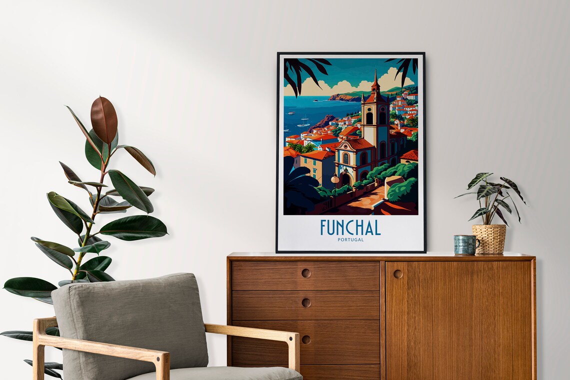 Funchal Madeira Portugal Travel Poster with Coastal Town Boats - Image 5