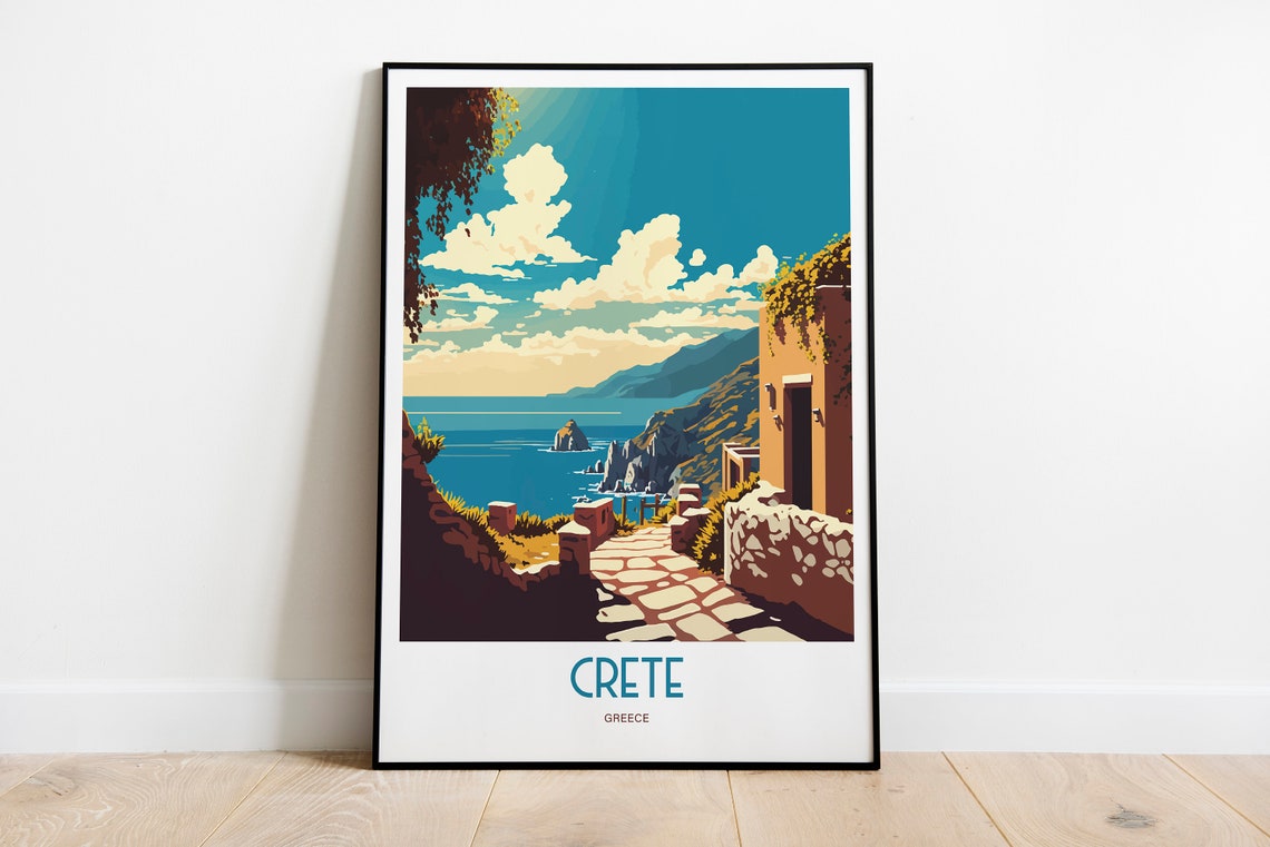 Crete Greece Travel Print Crete Greece Seaside Travel Art Crete Travel Print Greece Landmark Print Crete Greece Travel Poster - Image 3