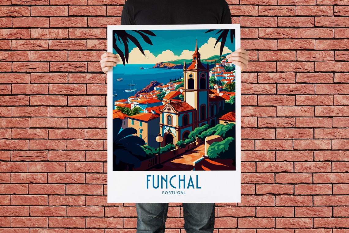 Funchal Travel Print Wall Art Funchal Portugal Wall Hanging Home Decoration Funchal Portugal Gift Art Lovers Wall Art Print Funchal Portugal - Image 3