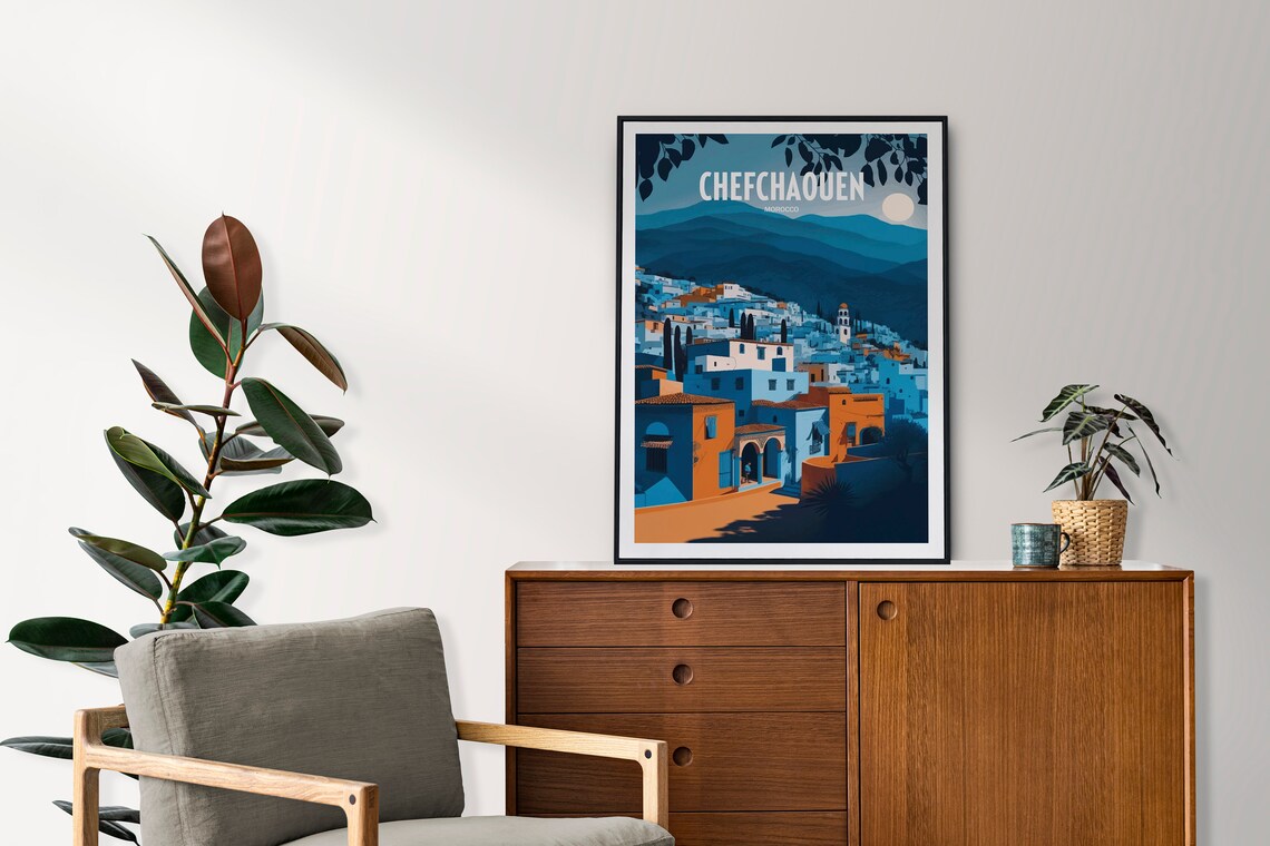 Chefchaouen Morocco Travel Poster, Blue City Wall Art - Image 2