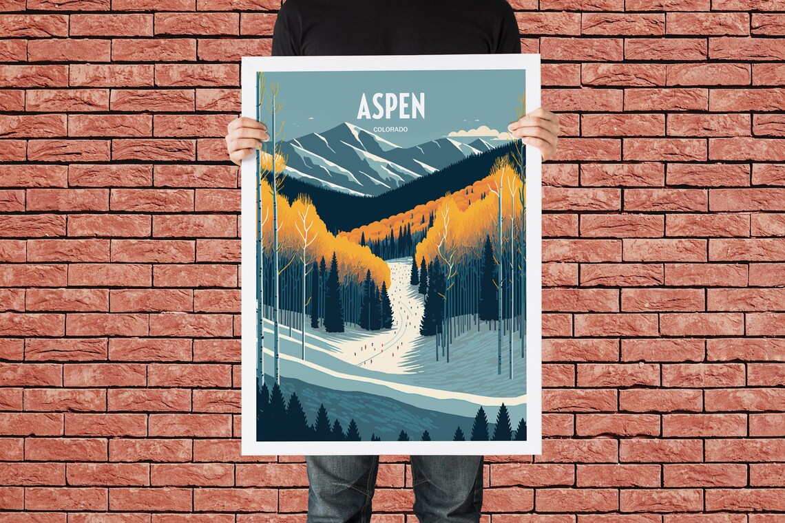 Aspen Ski Travel Print Aspen Resort Travel Art Skiing Travel Print Skiing Slope Aspen Skiing Travel Poster - Image 4