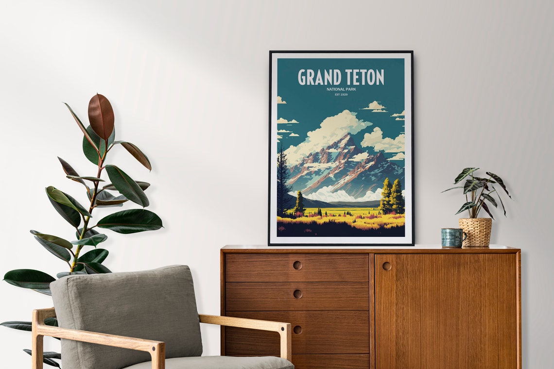Grand Teton National Park Travel Print National Park Travel Art Grand Teton Travel Print Usa National Park Grand Teton Travel Poster - Image 2