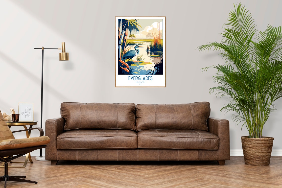 Everglades National Park Heron Wetland Sunrise Retro Travel Poster - Image 4