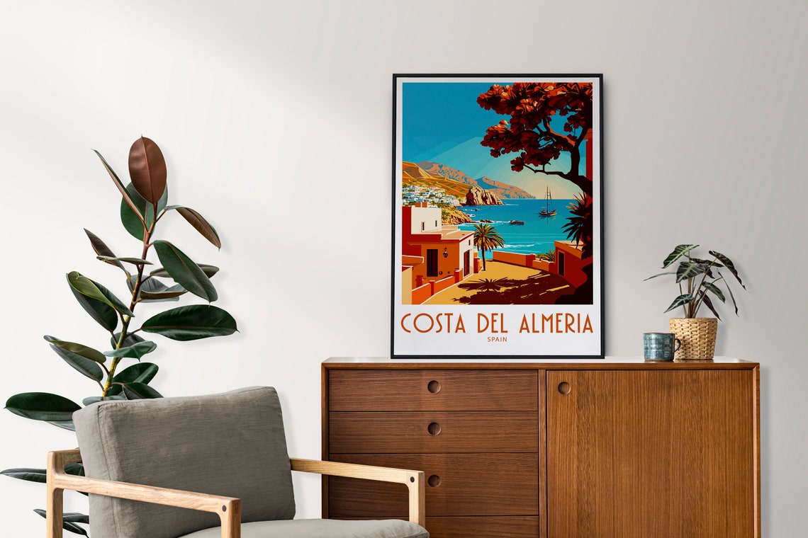 Costa del Almeria Spain Coastal Village Sailboat Bay Travel Poster - Image 4