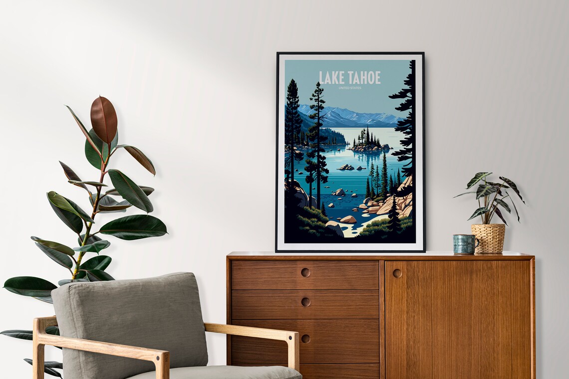 Lake Tahoe Travel Poster, Lake House Decor - Image 3