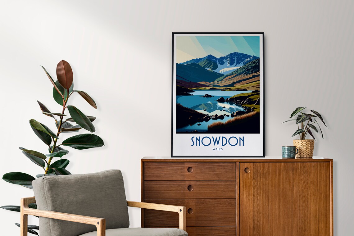 Snowdon Travel Poster, Wales Mountain Landscape - Image 3