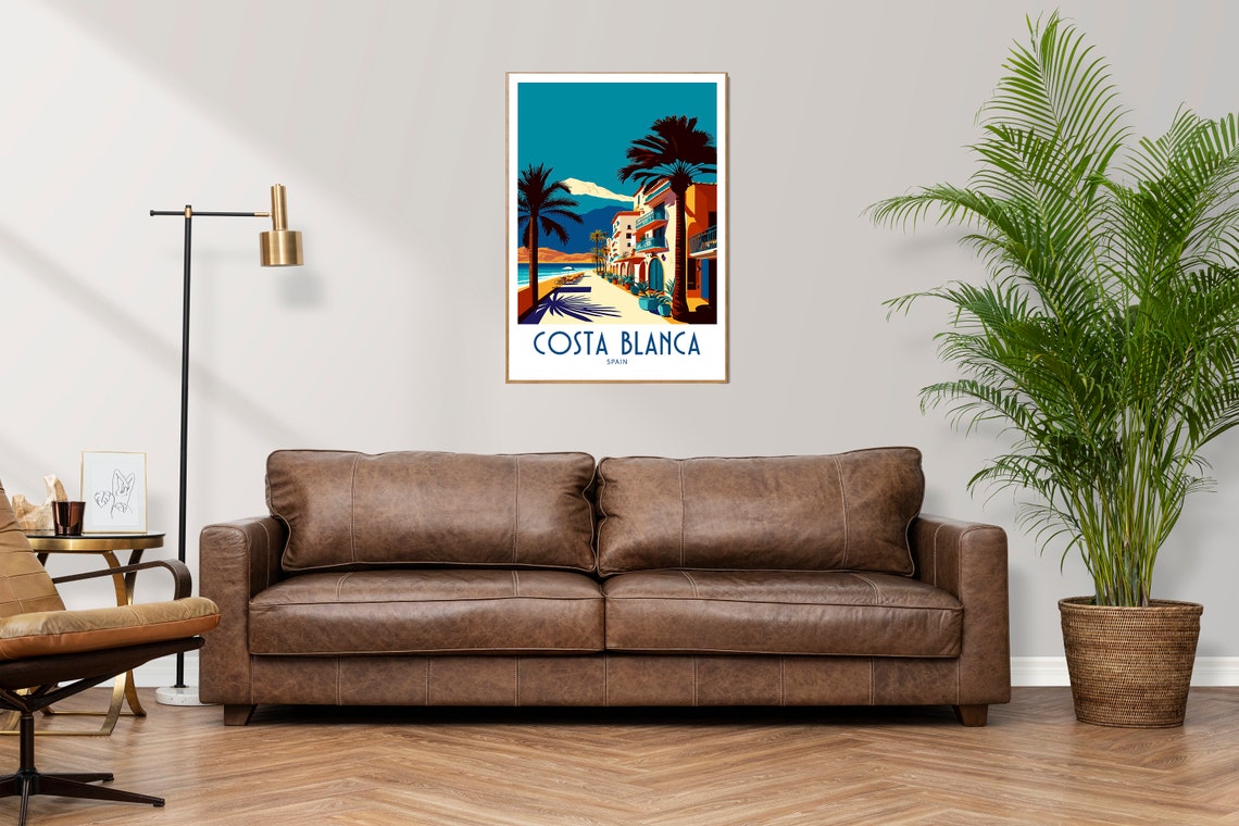 Costa Blanca Spain Palm Beach Promenade Retro Travel Poster Decor - Image 2
