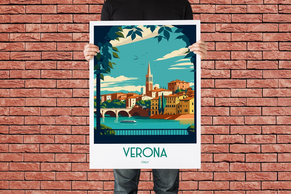 Verona Travel Print Poster Housewarming Verona Gift Skyline Travel Poster Gift Verona Print Verona Gift Verona Cityscape Verona Italy Print - Image 3