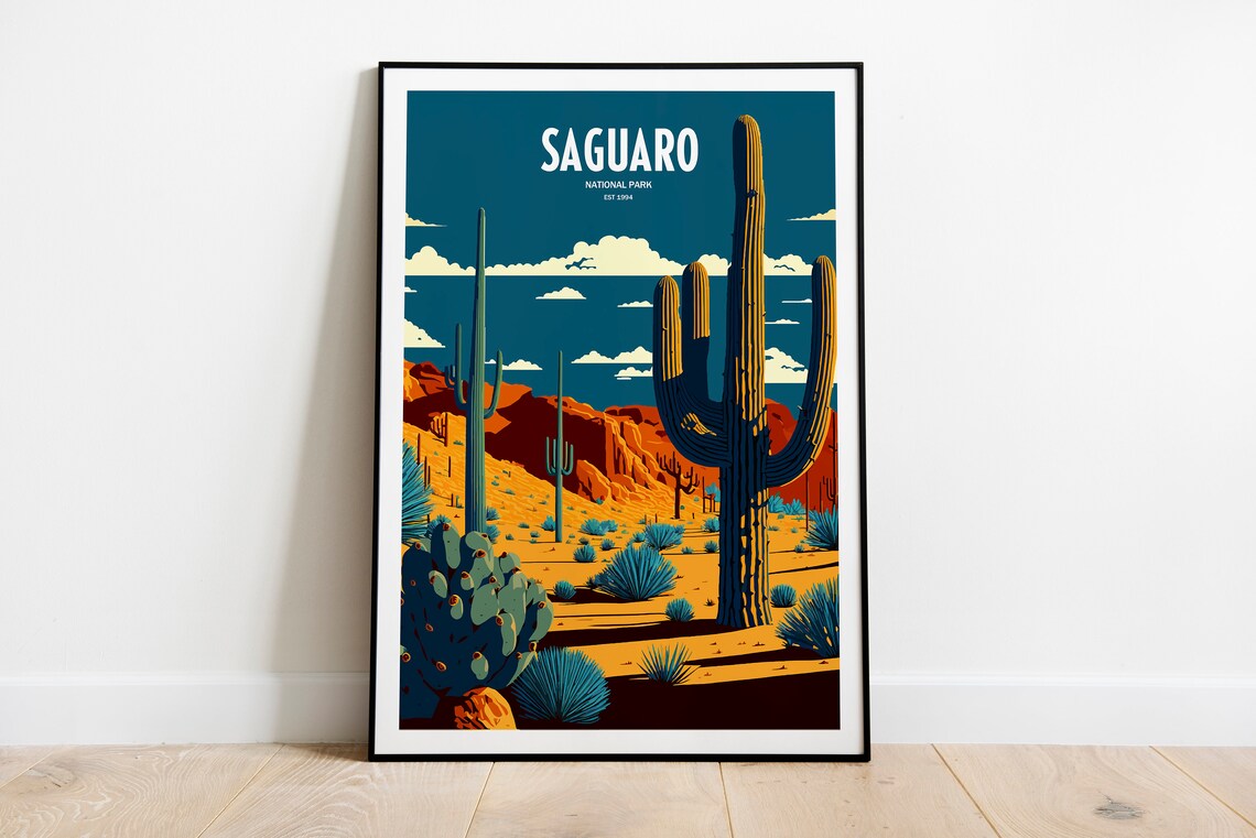 Saguaro National Park Travel Poster, National Park Art
