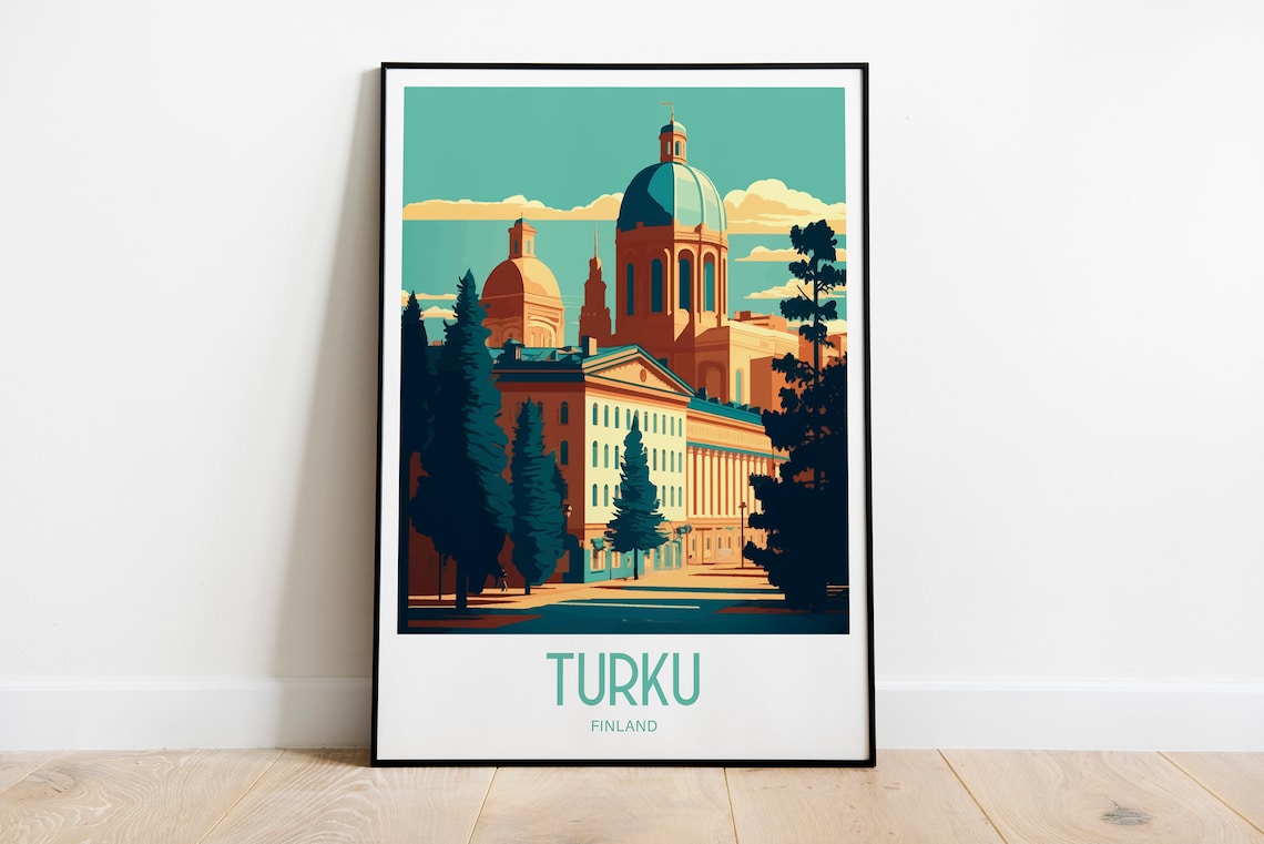 Turku Finland Cathedral Dome Historic Cityscape Travel Poster
