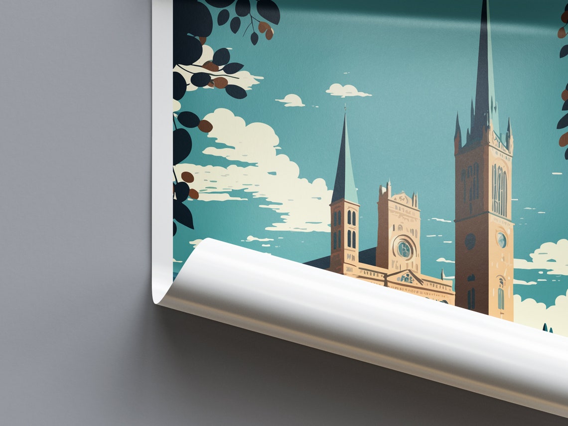 Munich Germany Historic Cathedral Vintage City Travel Poster Art - Image 2