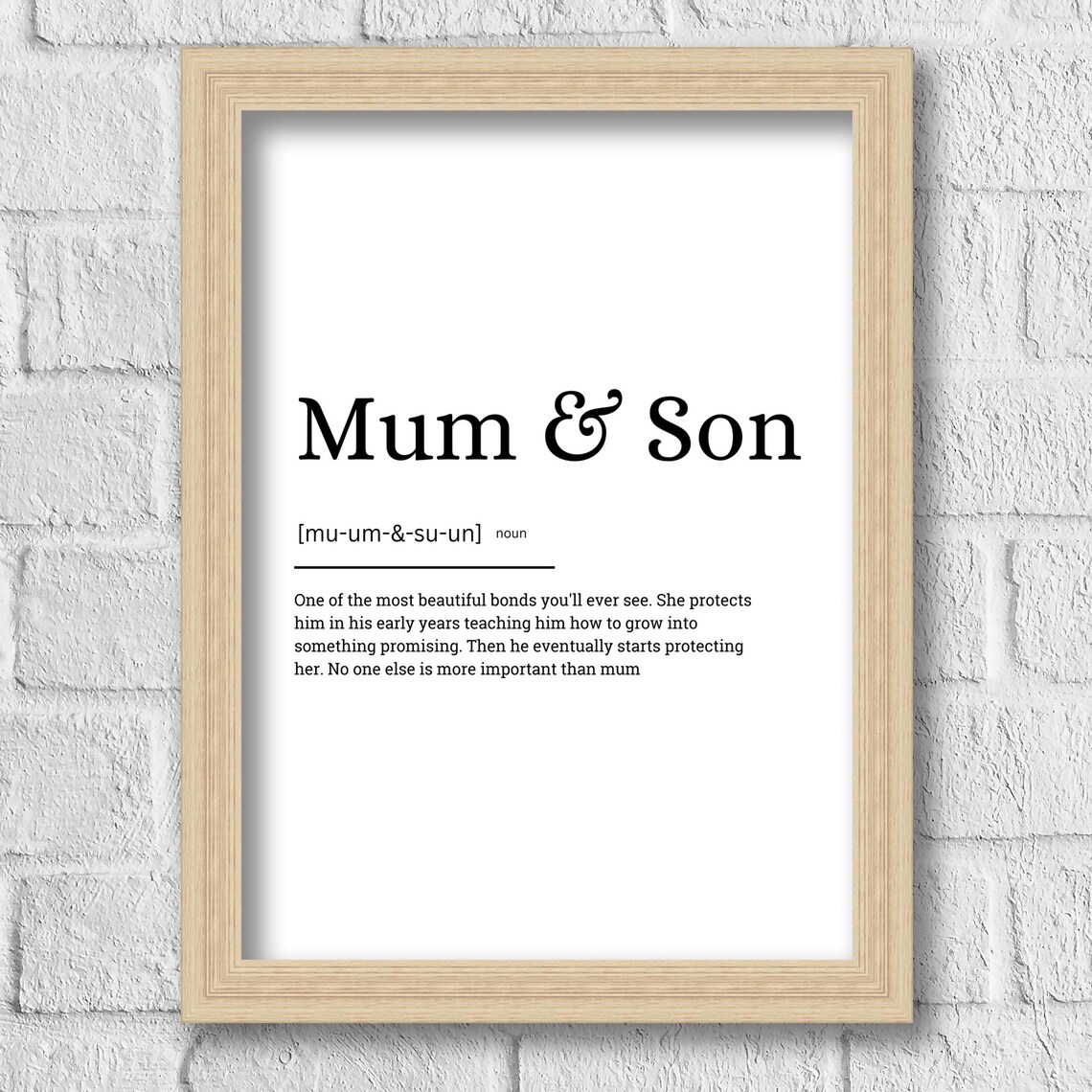 Mum Son Definition Art Print, Typography Quote - Image 4