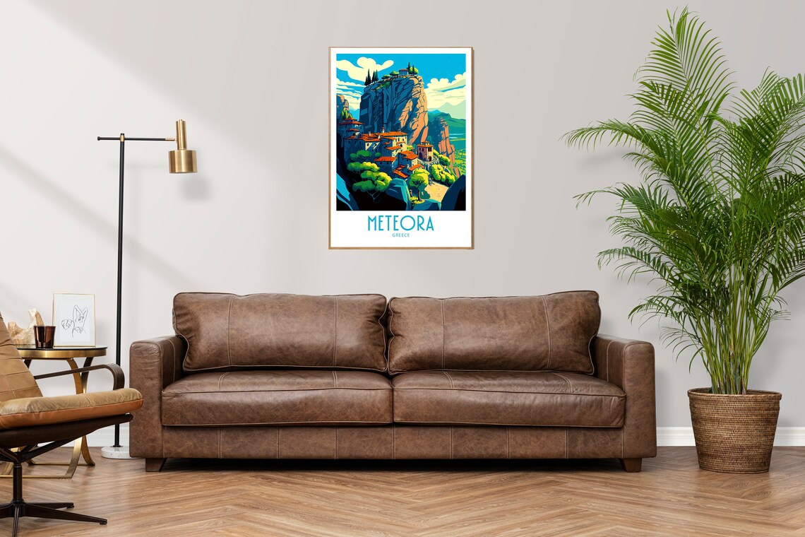Meteora Greece Famous Monastery Rock Towers Vintage Travel Poster - Image 2