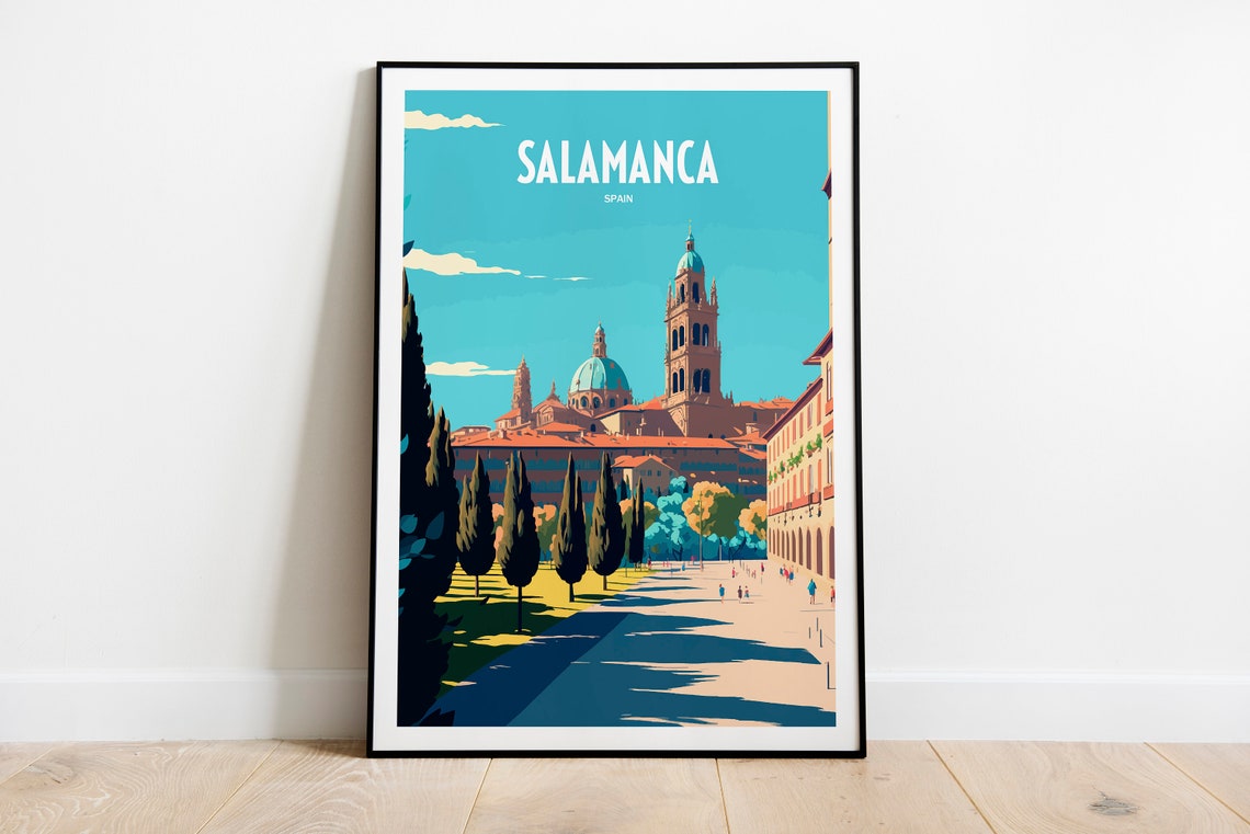 Salamanca Spain Historic Cathedral City Vintage Travel Poster