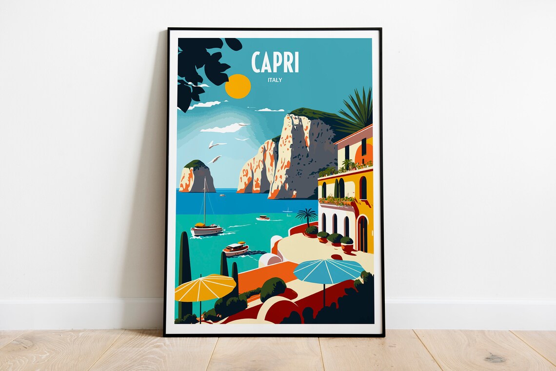 Capri Travel Poster, Italy Destination Print