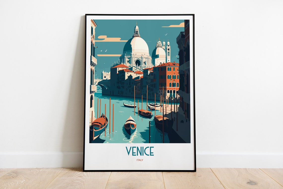 Venice Italy Grand Canal Gondolas Basilica Vintage Travel Poster - Image 3