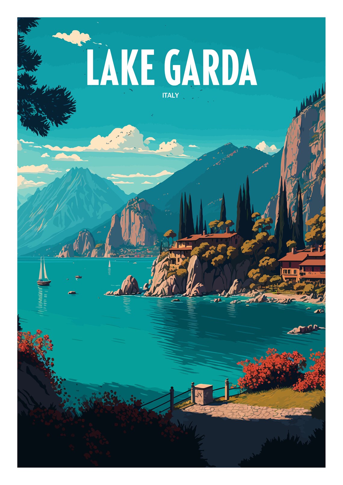 Lake Garda Italy Travel Poster, Europe Landmark - Image 4
