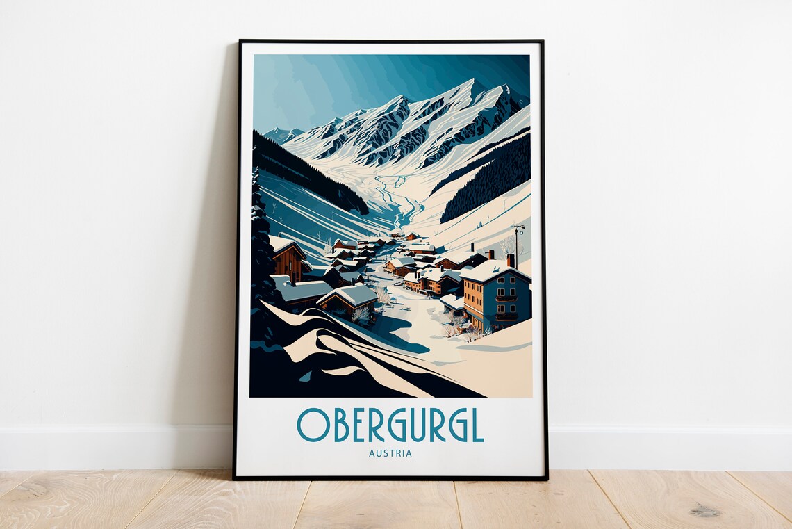 Obergurgl Austria Snowy Alpine Village Mountain Vintage Travel Poster