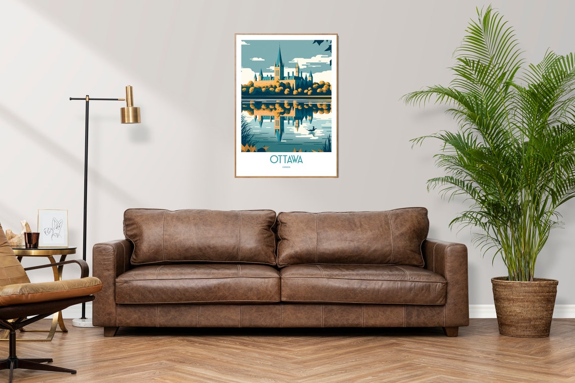 Ottawa Canada Parliament Building Calm River Reflection Travel Poster - Image 3