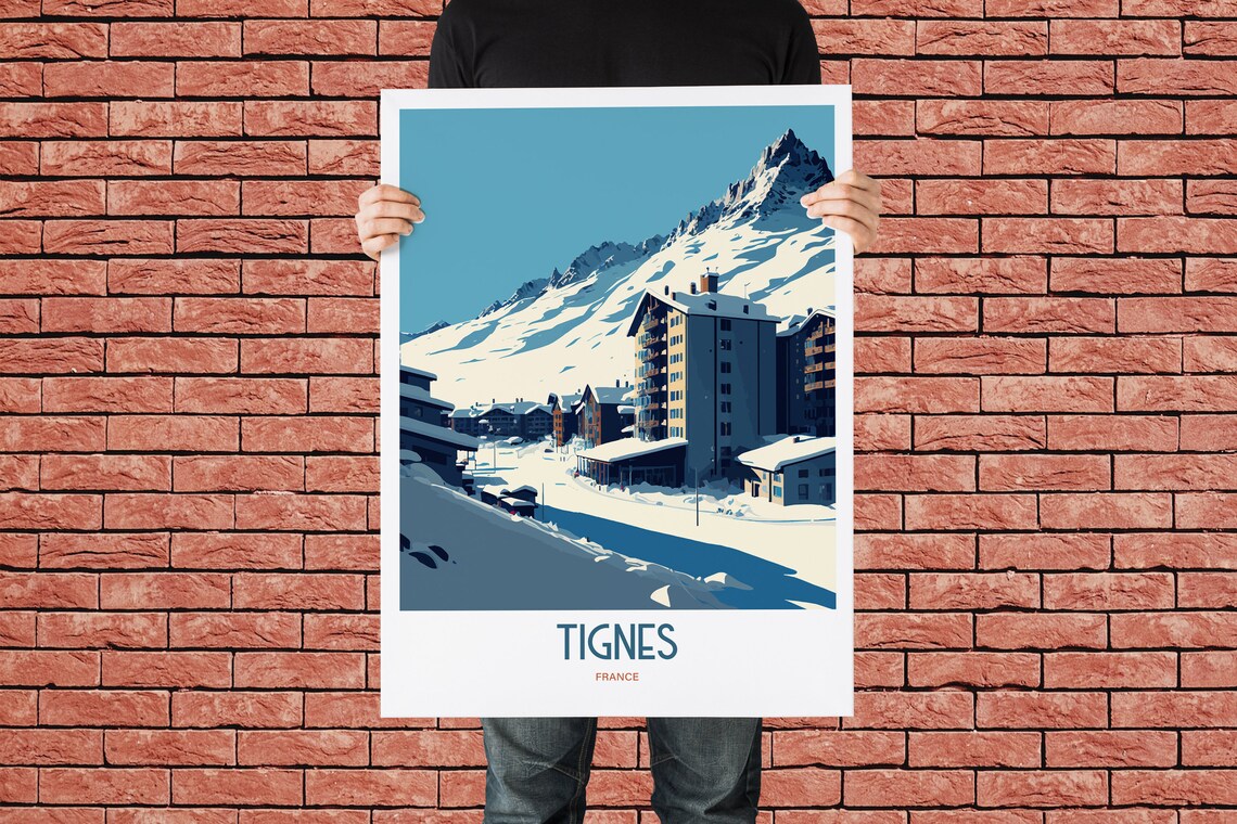 Tignes France Ski Resort Snowy Mountain Village Travel Poster - Image 3