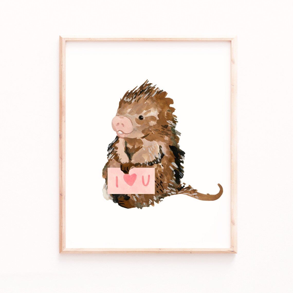 Porcupine Love Art Print, Valentine's Day Cute Animal