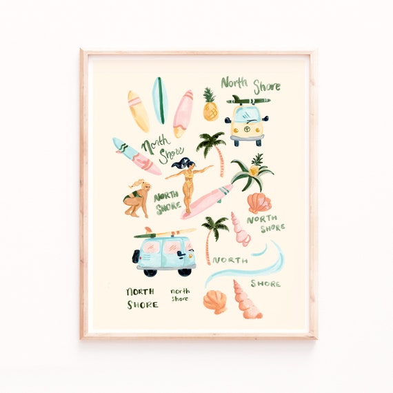 North Shore Print, Tropical Hawaii Surf Wall Art