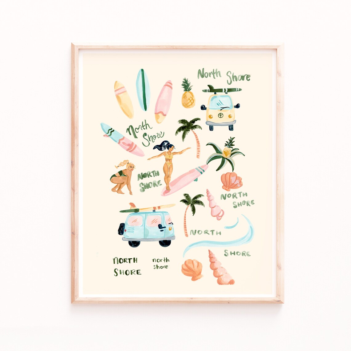 North Shore Print, Tropical Hawaii Surf Wall Art