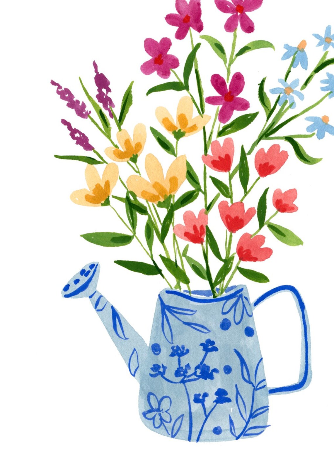 Spring Flowers Art Print, Watercolor Floral Arrangement - Image 3