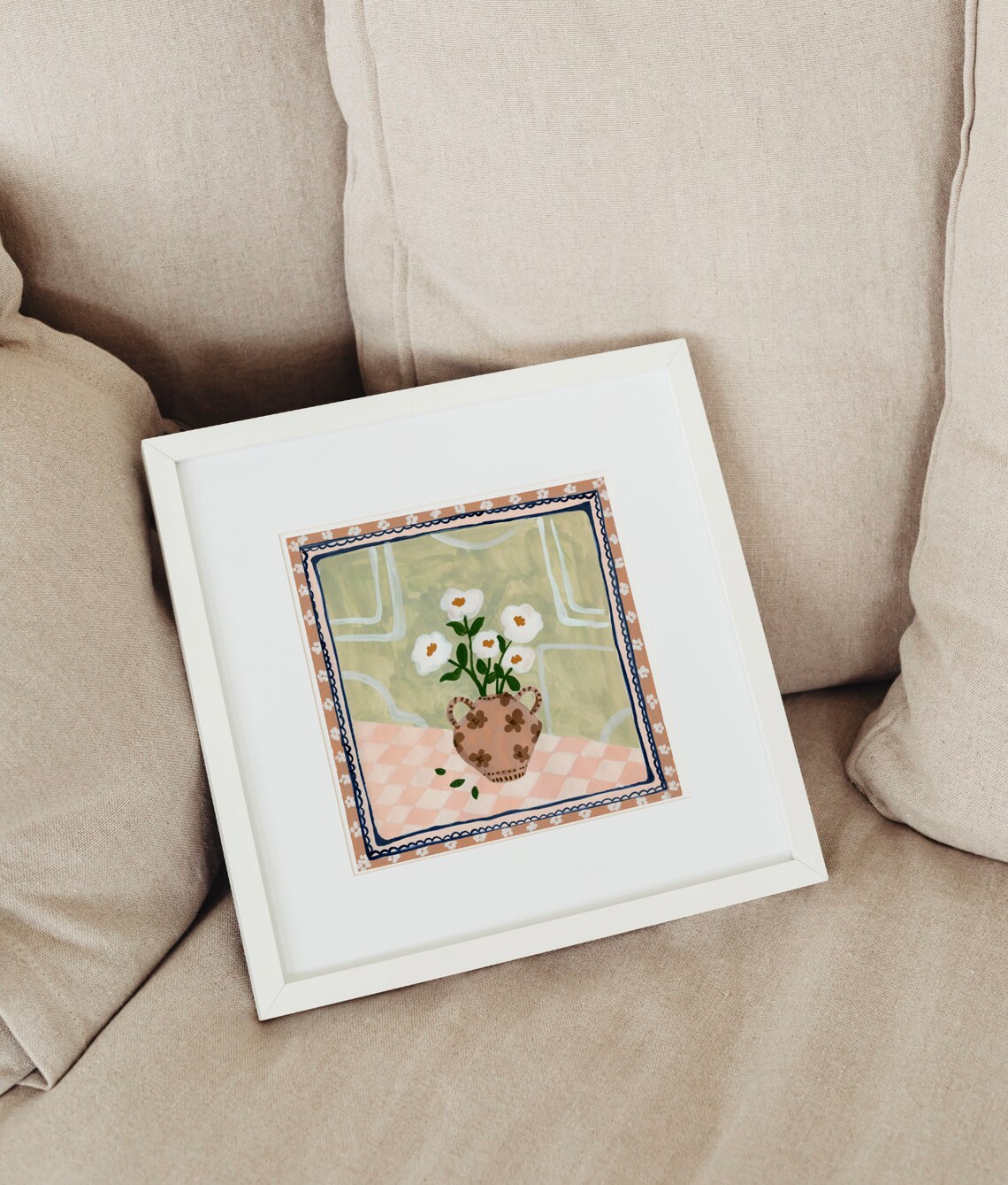 White Flowers in a Vase, Floral Art Print - Image 3