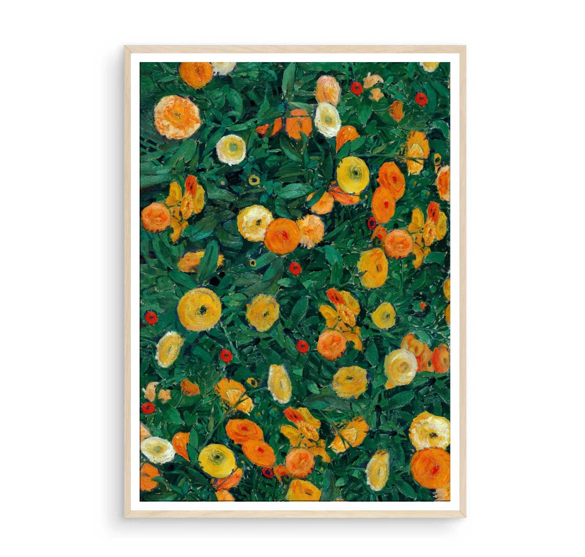 Marigold Field in Orange and Yellow Wildflower Oil Painting Poster