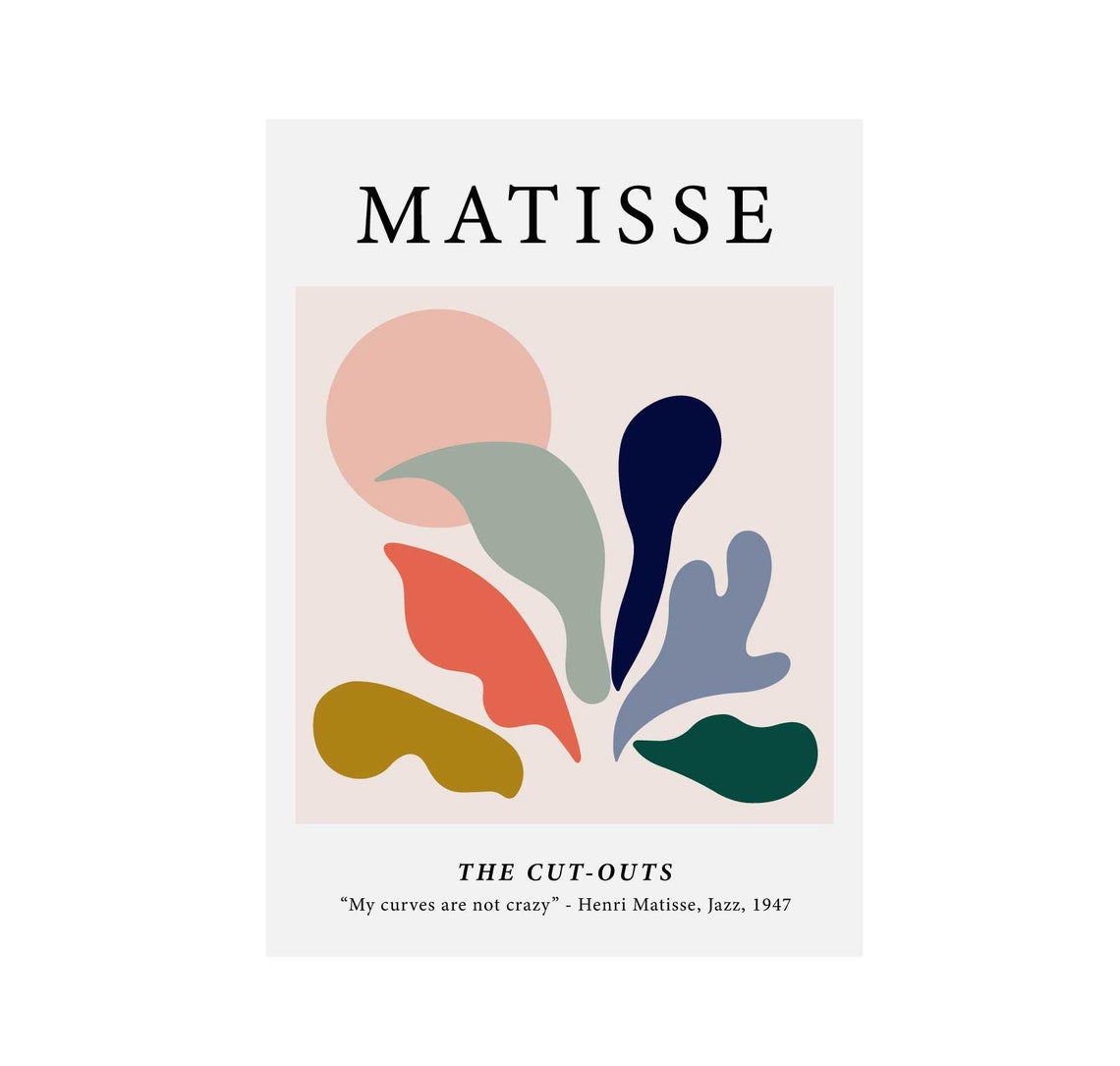 Matisse Art Print Poster Matisse Cut Outs Matisse Art Vintage Wall Art Pastel Coloured Prints Matisse My Curves Are Not Crazy - Image 2