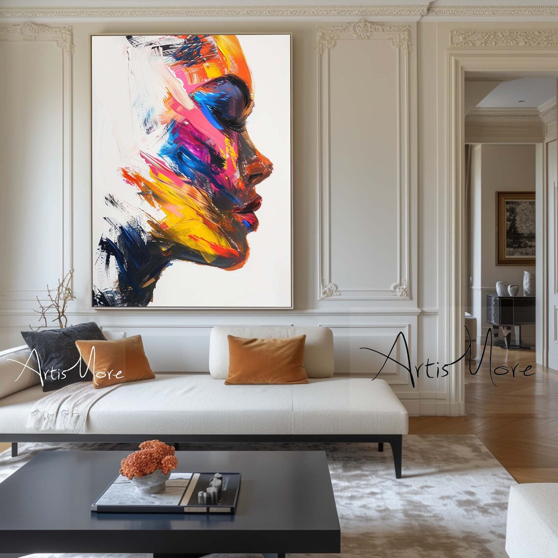 Colorful Woman Profile Abstract Face Rainbow Brushstroke Wall Art Poster - Image 4