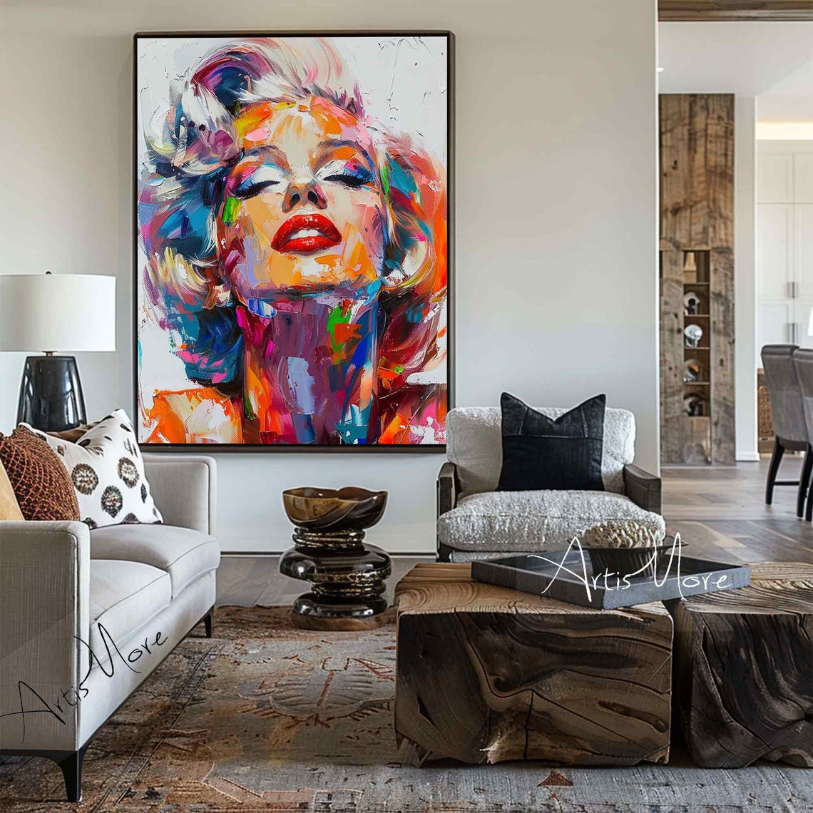 Original Woman Face Painting Female Portrait Art Woman Abstract Painting Colorful Portrait Painting Large Female Figure Texture Wall Art - Image 4