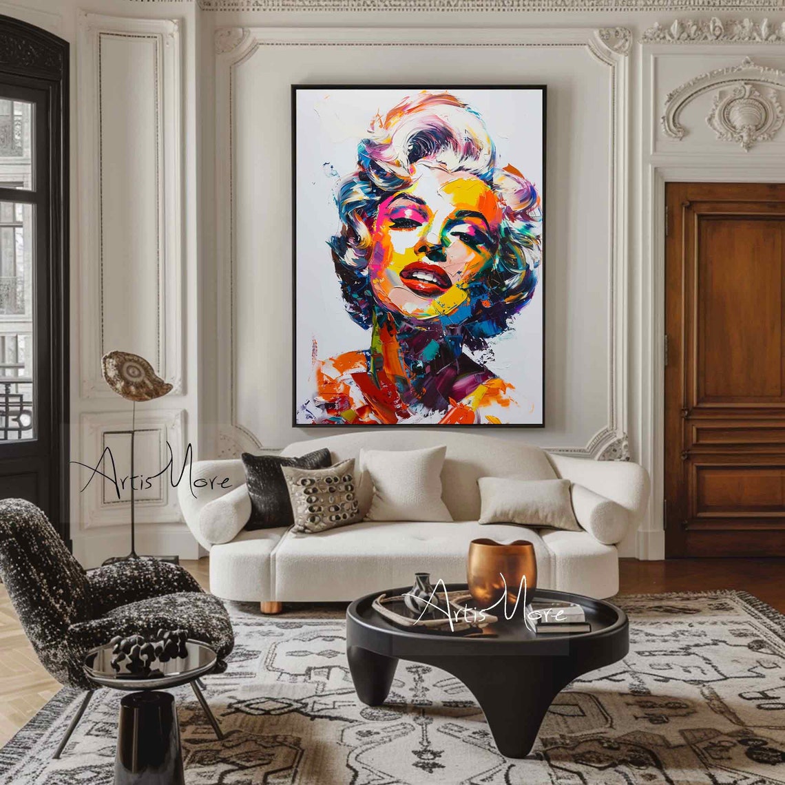 Colorful Woman Face Painting Large Female Portrait Art Woman Abstract Painting Colorful Portrait Texture Painting Woman Figure Texture Art - Image 5